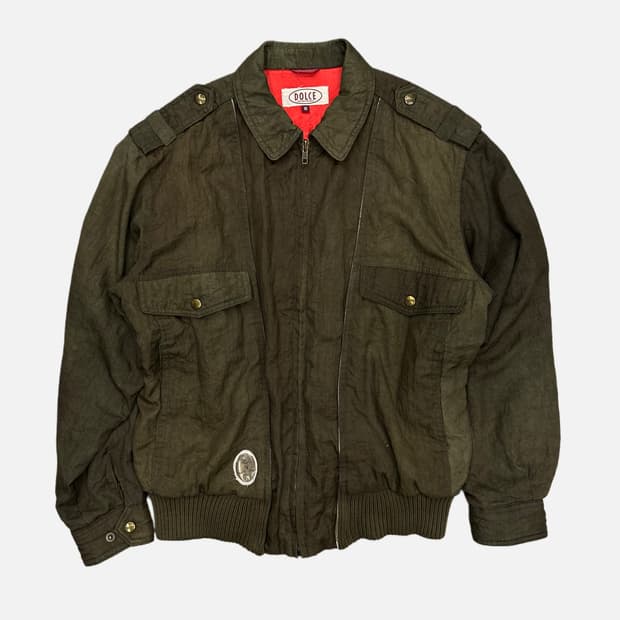 vintage khaki wrinkle bomber jacket