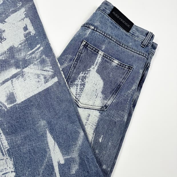 네스티킥 페인팅 와이드 데님 팬츠 (34인치)