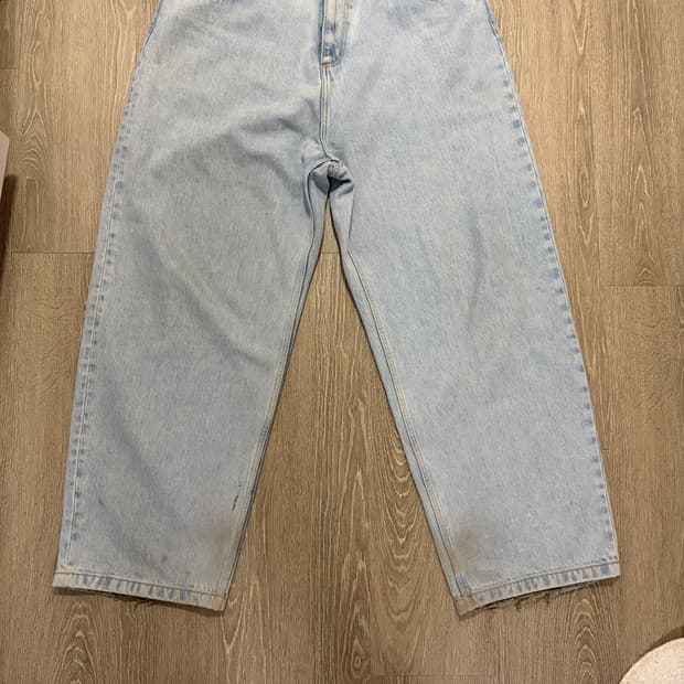 칼하트 WIP 브랜돈 팬츠 블루 헤비 스톤 블리치드