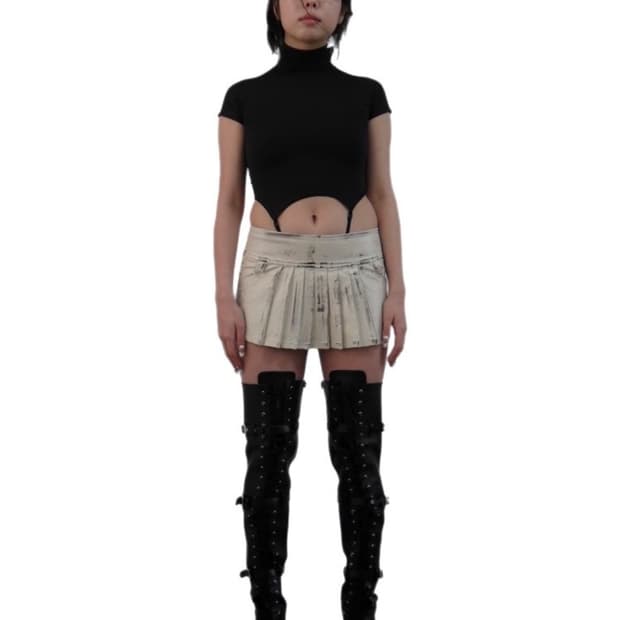 weak generation dirty pleated skirt