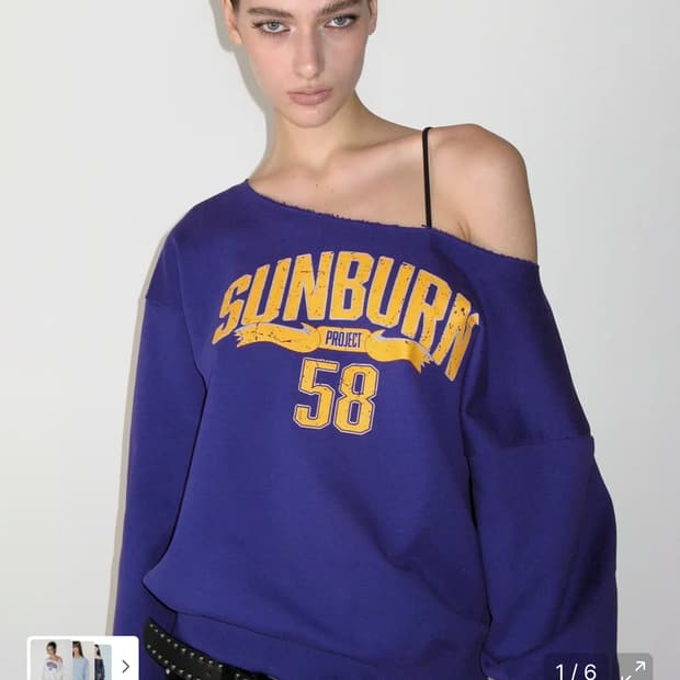 Off-shoulder Sunburn Sweatshirt, PURPLE
