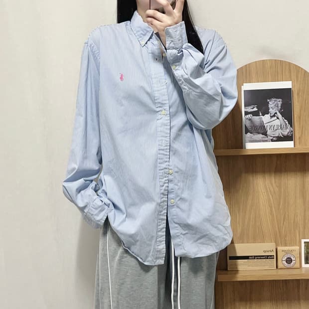 [정품] 폴로 블루 / 핑크포니 스트라이프 셔츠 [ XL ]