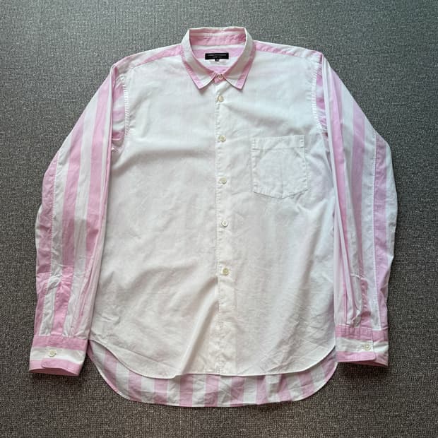 꼼데가르송 옴므 플러스 핑크 스트라이프 셔츠 S