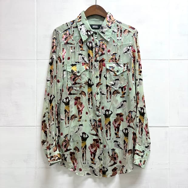 DIESEL 디젤 실크 패턴 블라우스 