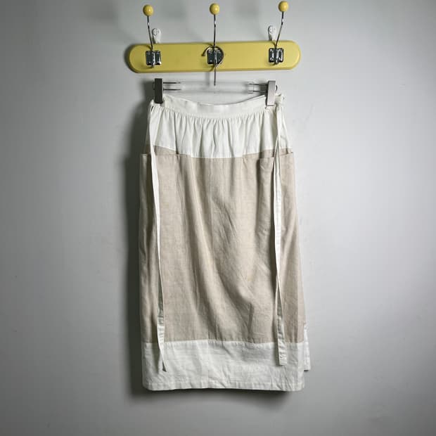 요지 야마모토 Y's for Living 린넨 배색 랩 에이프런 스커트