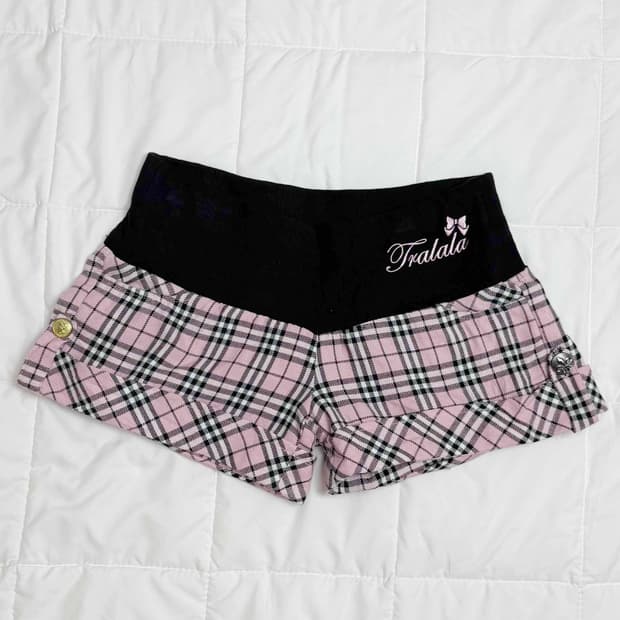 트랄라라 핑크 체크 핀터깔 숏팬츠