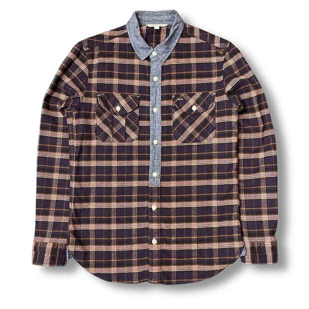 써스데이아일랜드 체크 플란넬 투포켓 긴팔 셔츠 95
