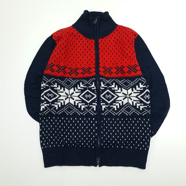 CN973 S 타미힐피거 노르딕 스노우 풀집업 니트 스웨터