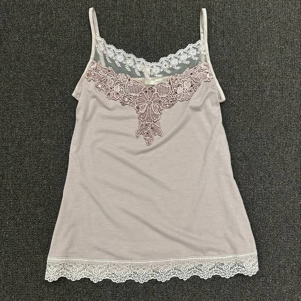 M)Weaver 핑크 모리 란제리 비즈 레이스 슬리브리스
