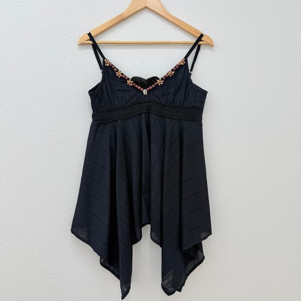 빈티지 Fee Bouie 블랙 하와이 레이어드 슬리브리스