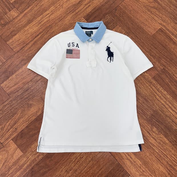 95 ‘폴로 릴프로엔 성조기 USA 빅포니 카라 티셔츠 