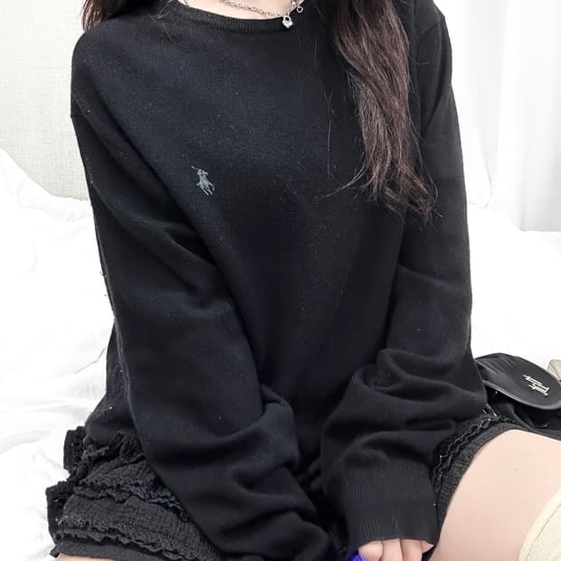 폴로 그레이포니 블랙 메리노울 니트