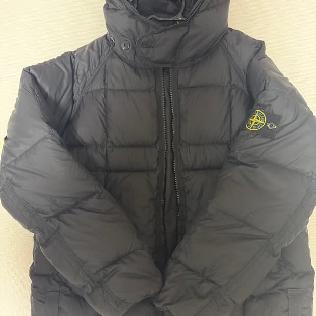 스톤아일랜드 크링클랩스 후드 패딩 블랙 xl(105)