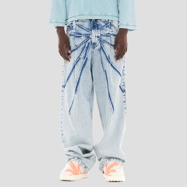 PDF 미드라이즈 루즈 컷 데님 팬츠