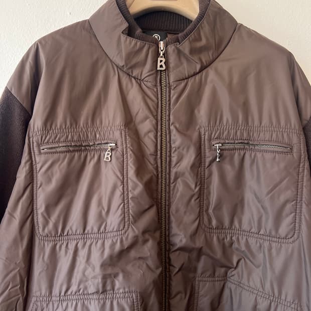 보그너 남성 브라운 울방풍집업점퍼 골프니트점퍼