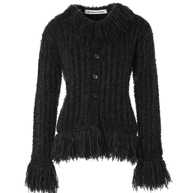 오픈와이와이 프린지 디테일 가디건 차콜