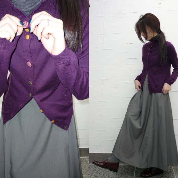 Buttons detail purple cardigan