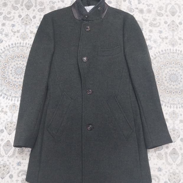 커스텀멜로우 양가죽배색 진카키울코트 95