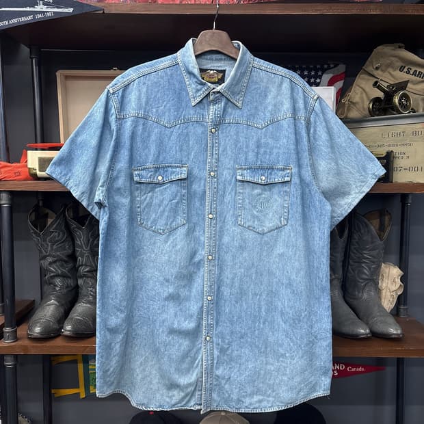 할리데이비슨 요크컷 웨스턴 데님셔츠 펄스냅 N1071