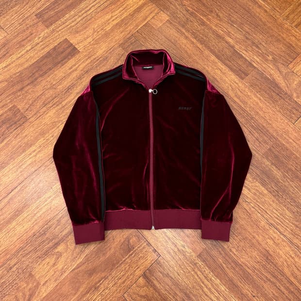 M(100) NERDY 널디 벨벳 트랙탑 저지 집업 