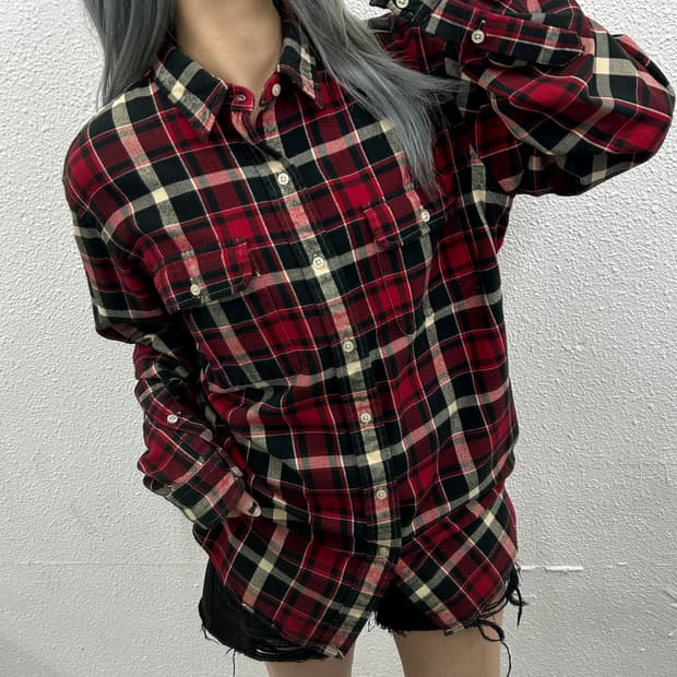 폴로 랄프로렌 더블포켓 타탄체크 울 셔츠 L