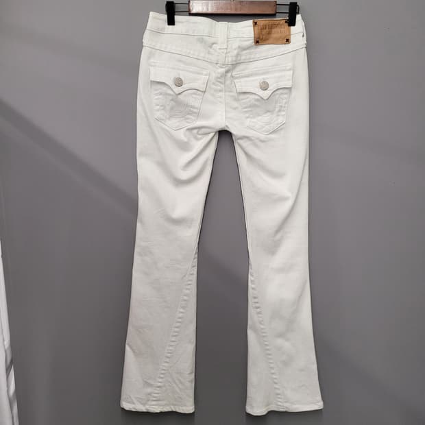 True Religion 트루릴리젼 Y2K 로우라이즈 부츠컷 화이트진