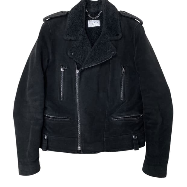 sandro suede rider jacket