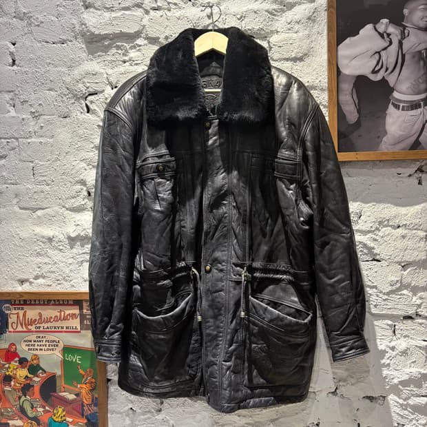 TOSKANA 빈티지 양가죽100% 롱 코트 레더자켓