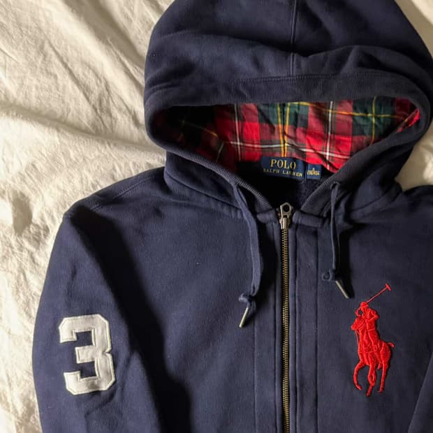 폴로 빅포니 후드집업 네이비