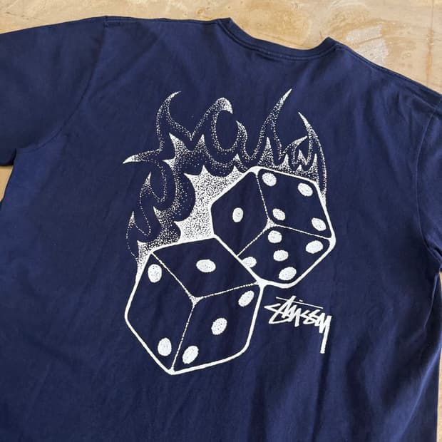 XL 스투시 파이어 다이스 네이비 반팔티