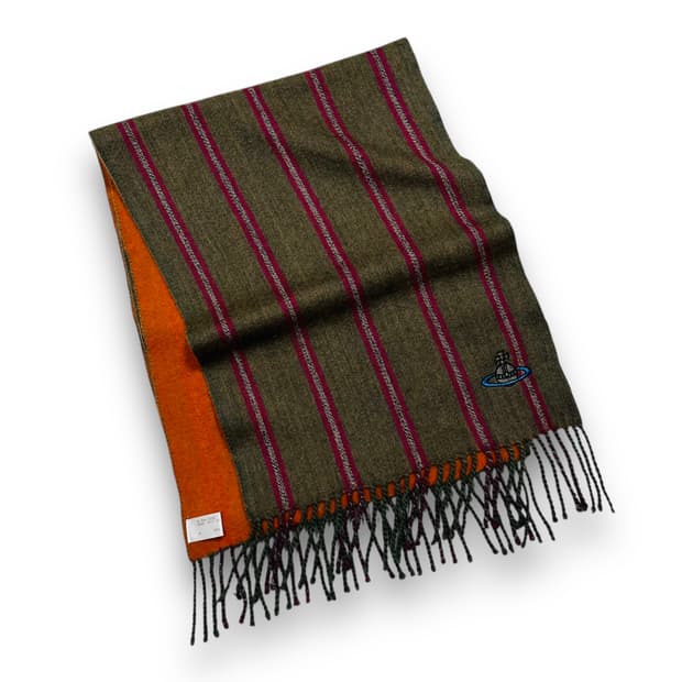 비비안 웨스트우드 ORB 스몰 로고 밤색 울 머플러