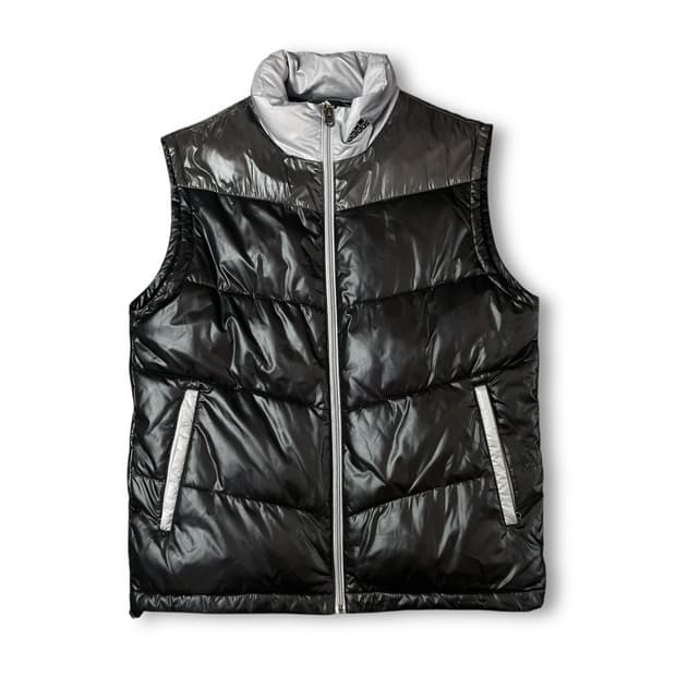 아디다스 블랙 그레이 경량 패딩 조끼 95