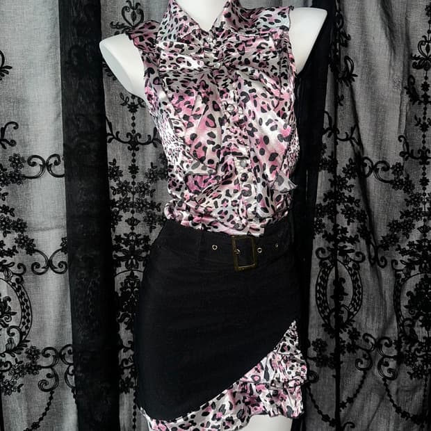 leopard-print silk dress