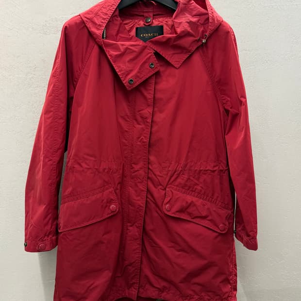 코치 여성 후드 야상 코트 레드 L