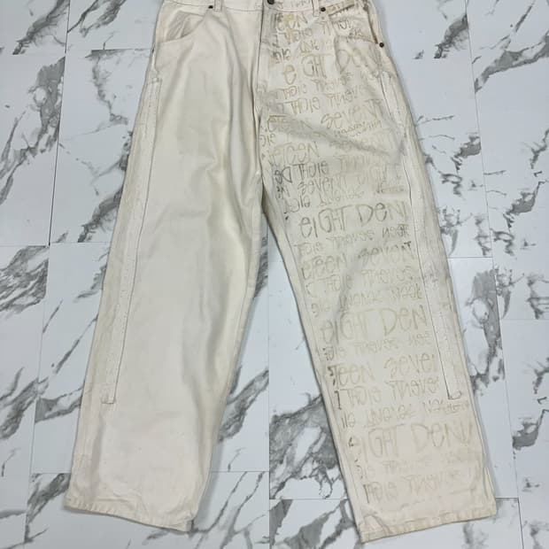 Pelle Pelle 펠레펠레 프린팅 화이트 데님 팬츠