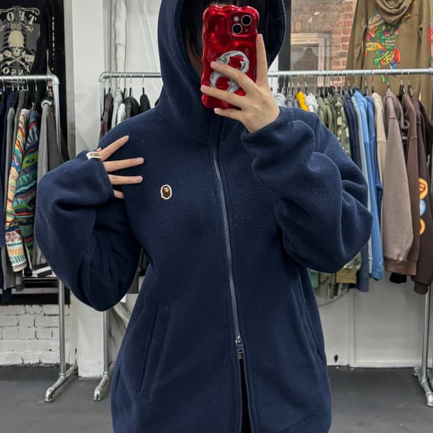 베이프 원포인트 플리스 후드자켓