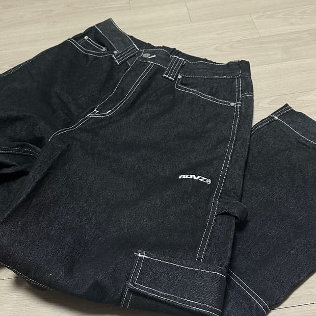 RDVZ 알디브이제트 스티치 포인트 데님 팬츠 L 블랙