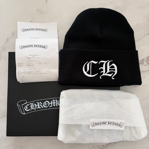 레어) 크롬하츠 Ch 로고 레터링 양면 워치 캡 비니 블랙 새상품 OS