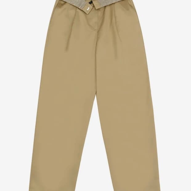 [스컬프터] Folding Waist Band Pants Beige