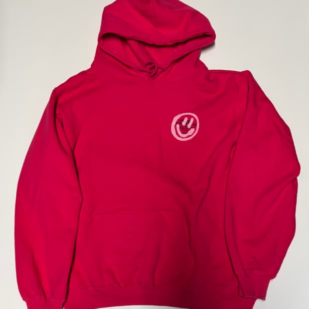 이스트쿤스트 스마일리 핫 핑크 기모 후드티 2XL~ XL