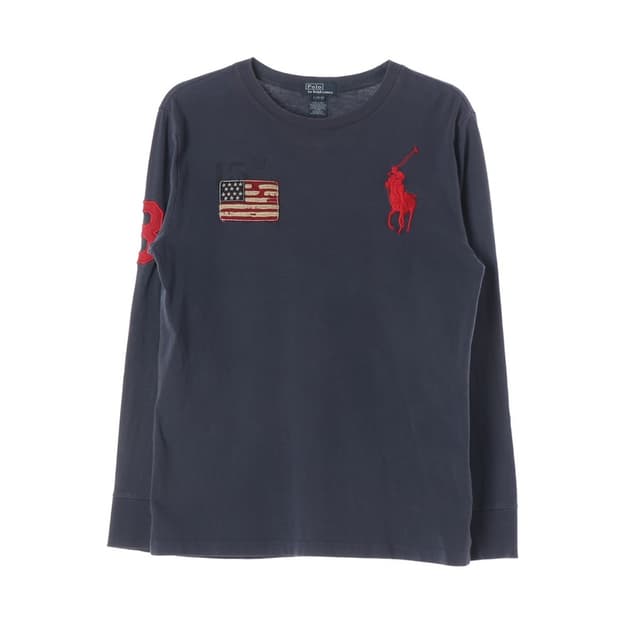 폴로 랄프로렌 빅포니 성조기 패치 롱슬리브 네이비 L 14-16