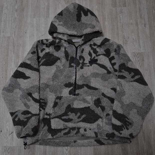 피어오브갓 에센셜 박스로고 카모플라쥬 아노락 후드 후리스 XL(105)