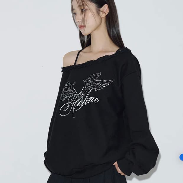 헬레네파리스 엔젤 레터링 원 숄더 스웨트셔츠 맨투맨