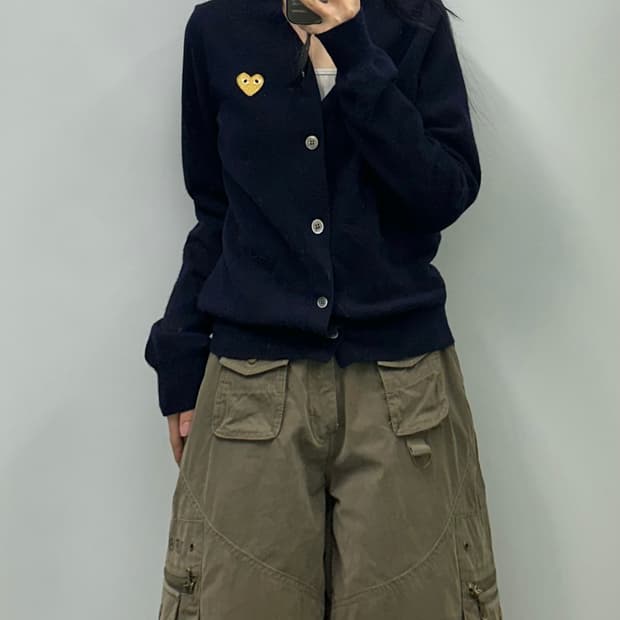 꼼데가르송 플레이 네이비 니트 가디건