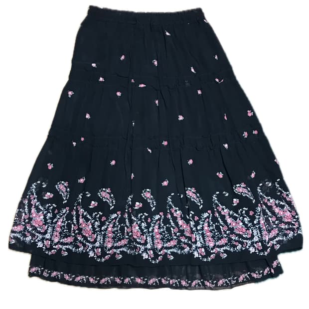 L’est rose 플로럴 프릴 롱스커트