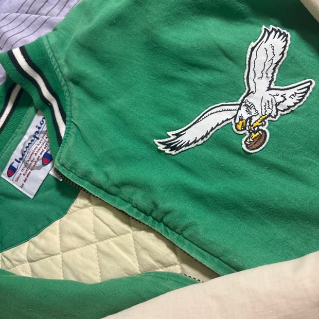 빈티지 90년대 Philadelphia Eagles 챔피언 봄버 캔버스