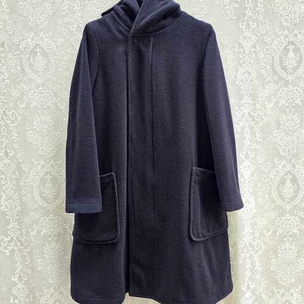 주카 후드 울 코트 A 라인