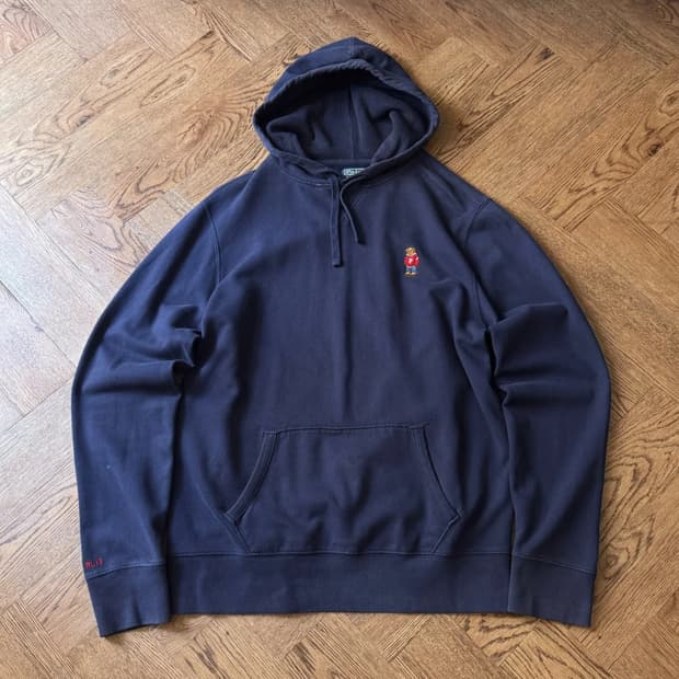 [L]폴로 랄프로렌 테디베어 로고 네이비 써멀 후드 티셔츠