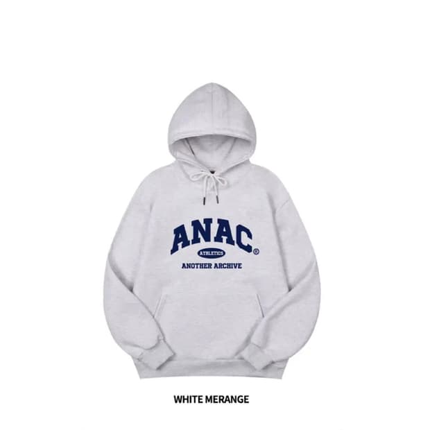어나더아카이브 컬리지 스탠다드 후드티 화이트 메란지 m