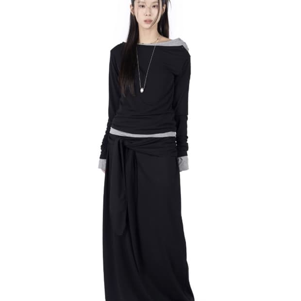 릿킴 TIE JERSEY MAXI SKIRT